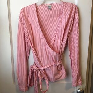 Wrap Waist Striped Top